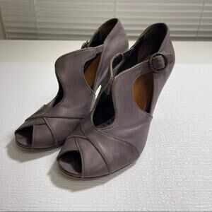Coclico Leather Peep Toe Retro Heels straps size 37.5